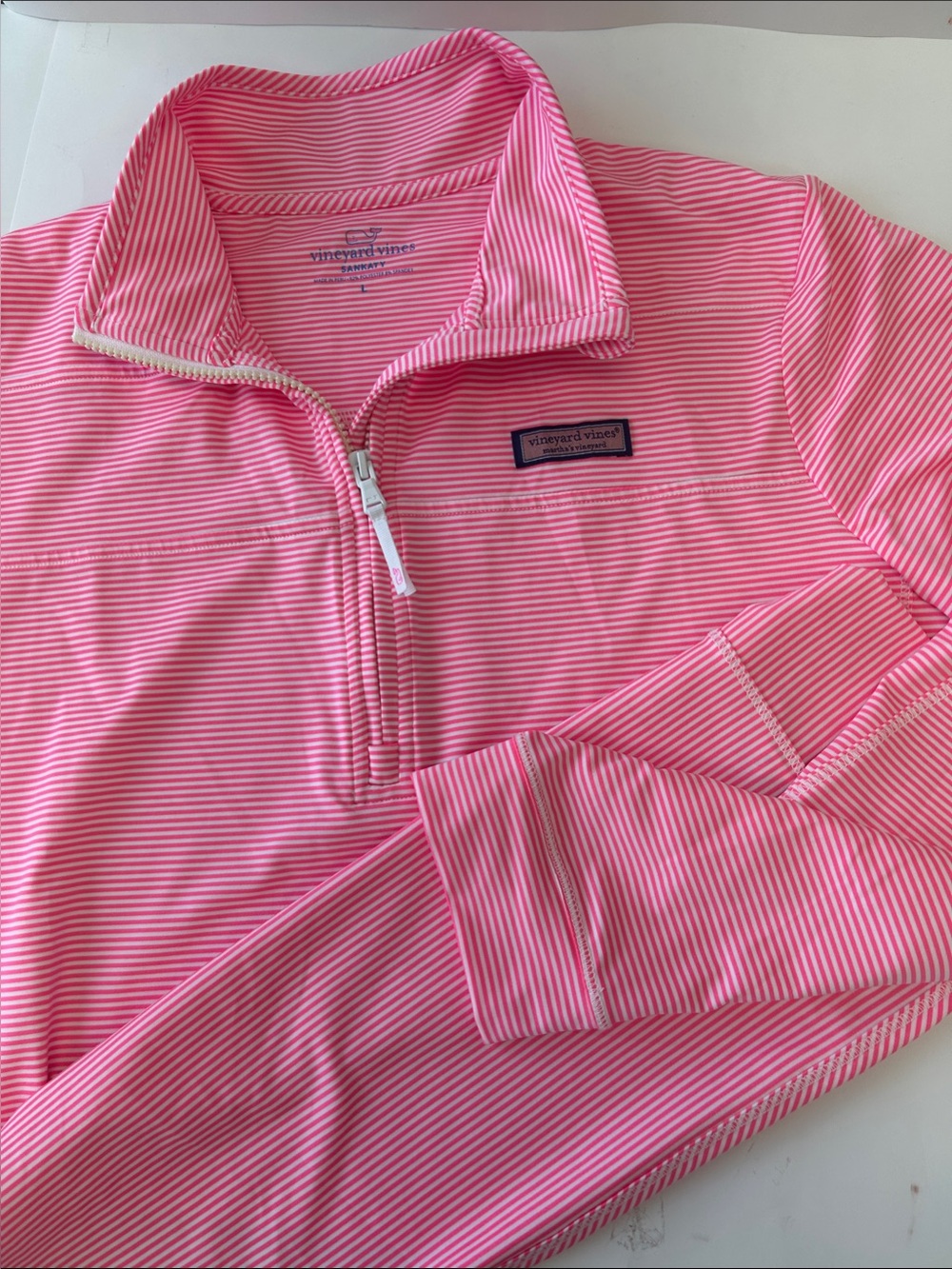 Vineyard Vines Pink Striped Half-Zip Pullover NWOT - Picture 2 of 5